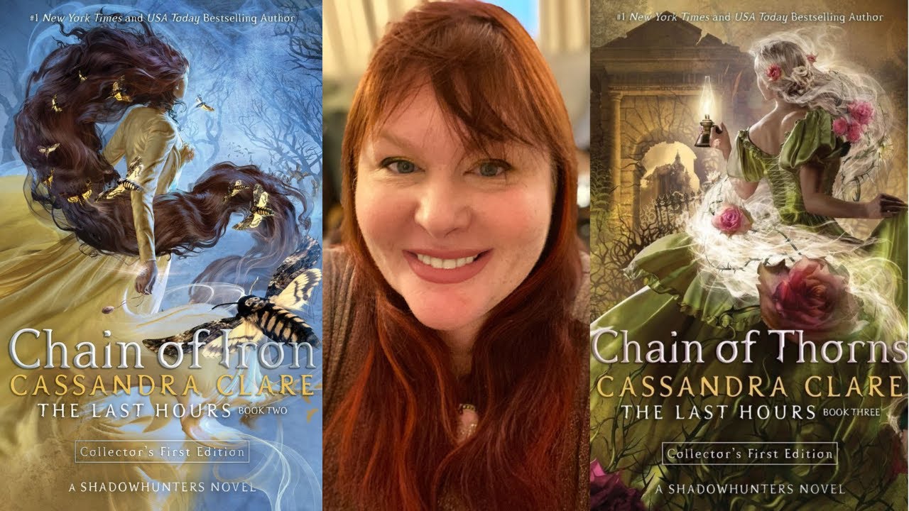 Picture of author, Cassandra Clare and two of her books.