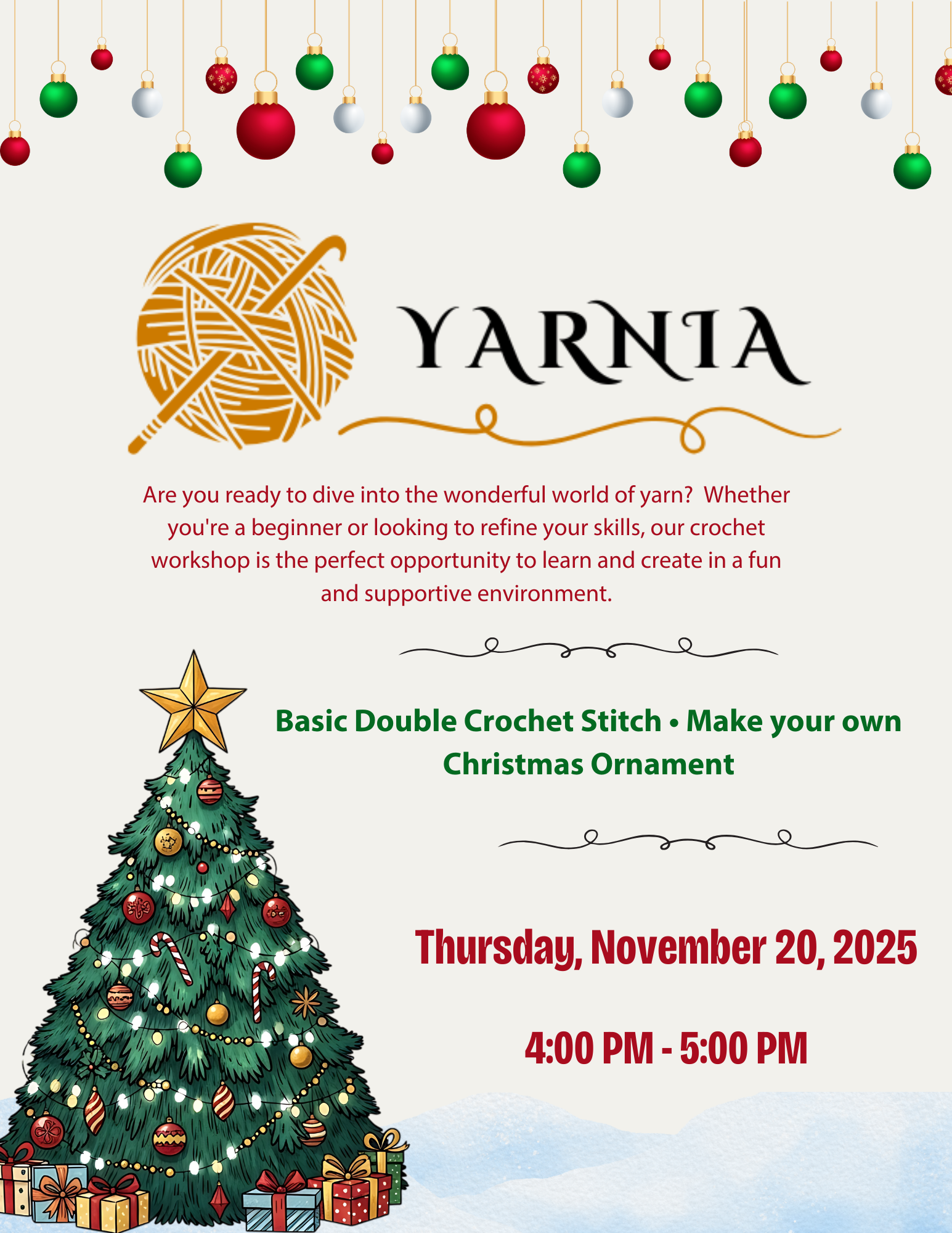 Christmas tree with yarn ball