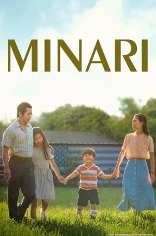Minari movie poster with family of 4